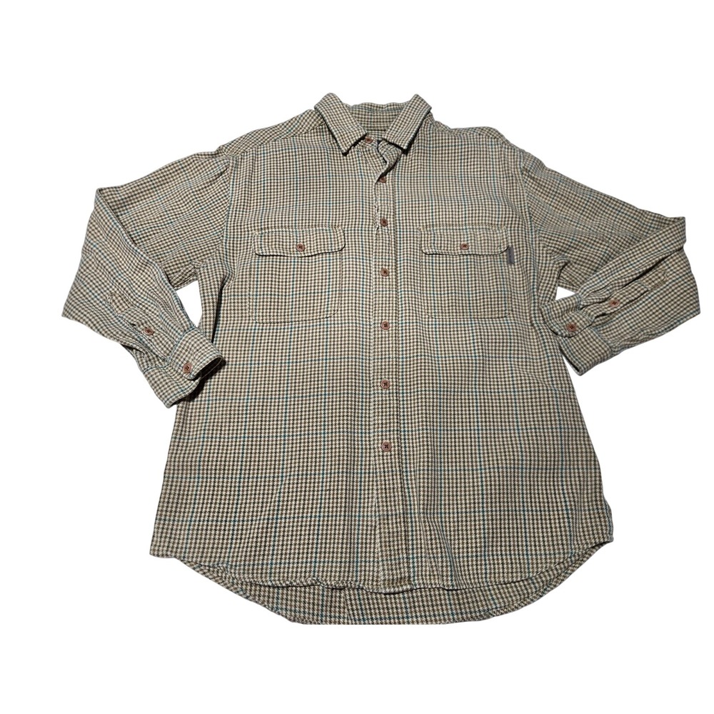 Woolrich Houndstooth Button Front Outdoors Shirt Long‎ Sleeve Men's Large